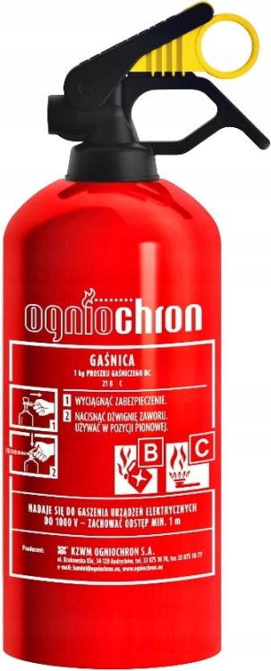 Gaśnica proszkowa Ogniochron 1kg GP-1z BC – samochodowa, data prod. 2025