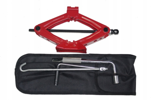 Zestaw lewarek trapezowy 1T z kluczem do kół i pokrowcem – solidny i praktyczny