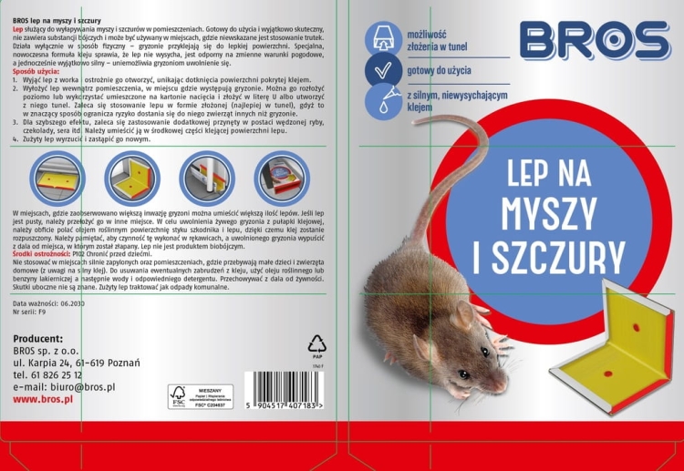 BROS Pułapka lepowa na myszy i szczury zapach orzechów 1szt