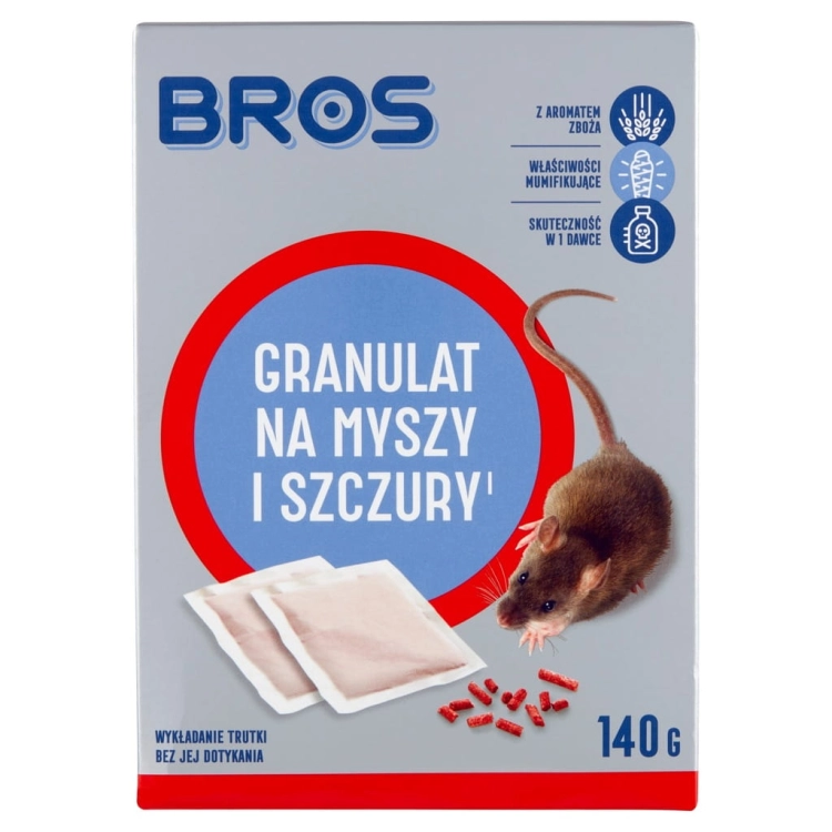 BROS Granulat na myszy i szczury 140g w saszetkach trutka myszy i szczury