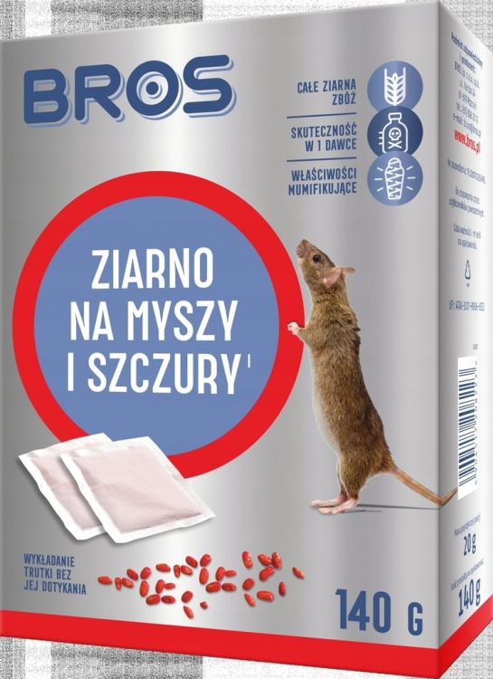 Trucizna, trutka przeciwko myszom, szczurom Bros 0,14 kg