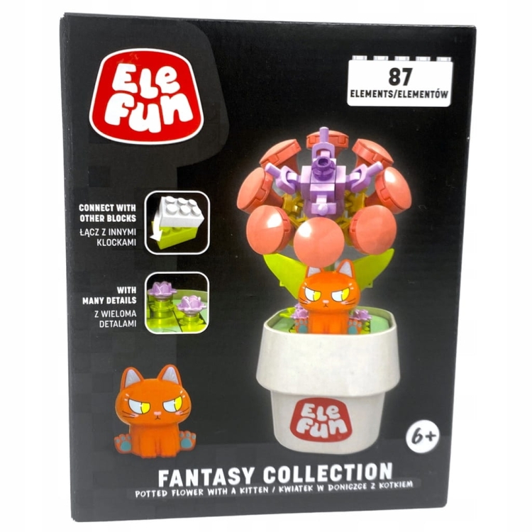 Elefun Fantasy Collection Pomarańczowy Kwiatek w Doniczce – 87 klocków