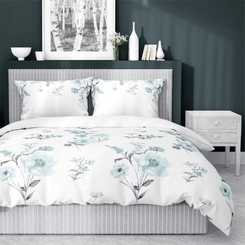 Pościel satynowa bawełniana 220x200 Home Satin Detexpol kwiaty