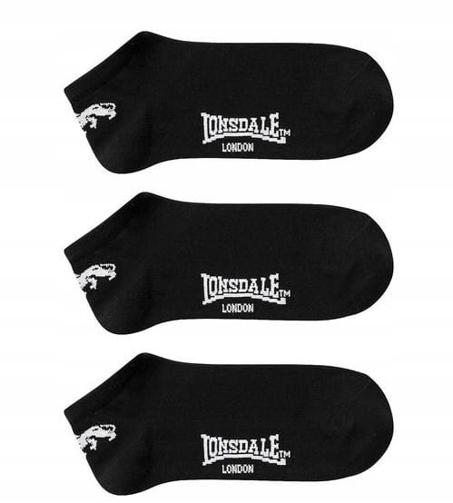 Skarpetki LONSDALE stopki czarne 3-pak 36-39 bawełniane sneakers