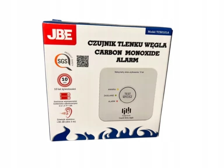 Czujnik czadu JBE TCS0101A – alarm tlenku węgla LED + dźwięk