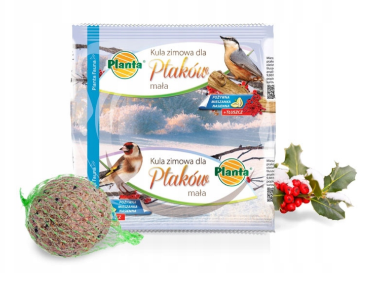 Kula z karmą dla dzikich ptaków 100 g – naturalna mieszanka zimowa