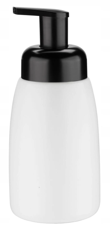 Dozownik do mydła ALBANO biały 350 ml – ceramika, czarna pompka