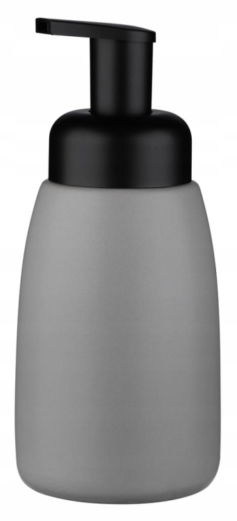 Dozownik do mydła ALBANO szary z czarną pompką 350 ml – ceramika