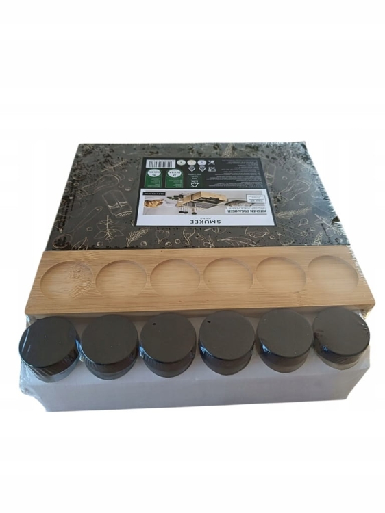 Organizer kuchenny bambusowy SMUKEE – przyprawnik 28,5x25x19 cm
