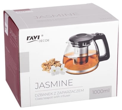 Dzbanek z zaparzaczem JASMINE 1000 ml – szkło, filtr stalowy