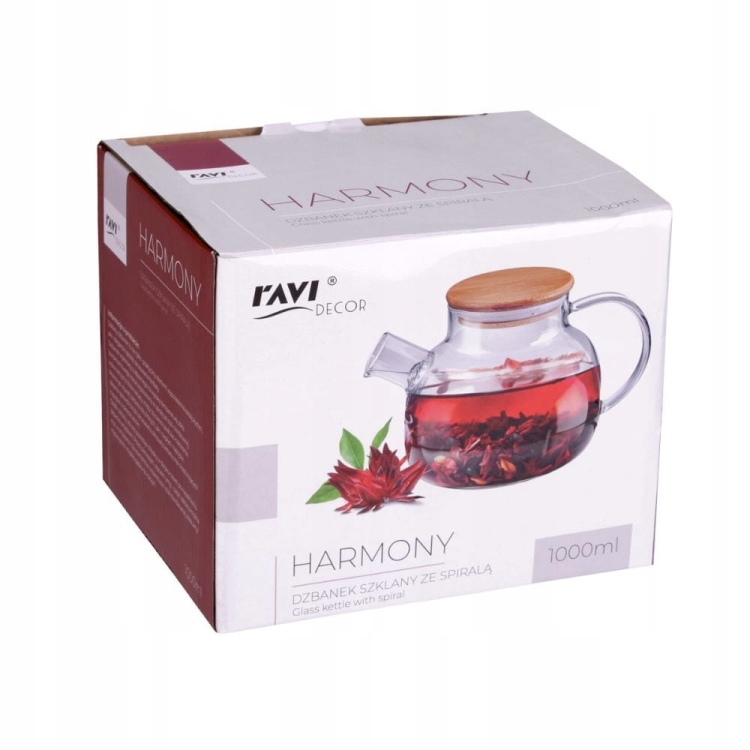 Dzbanek szklany HARMONY 1000 ml – ze spiralą filtrującą