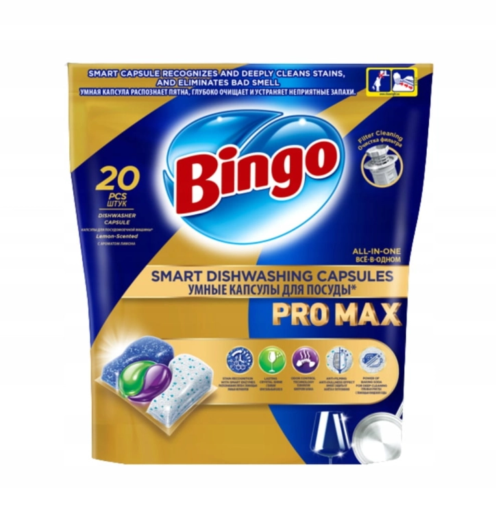 Bingo PRO MAX kapsułki do zmywarki 20 szt. – żelowe All-in-One