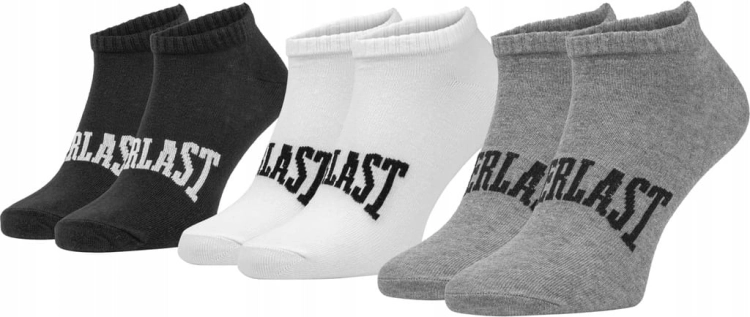 Skarpetki stopki Everlast 3-pak czarne szare białe – przed kostkę