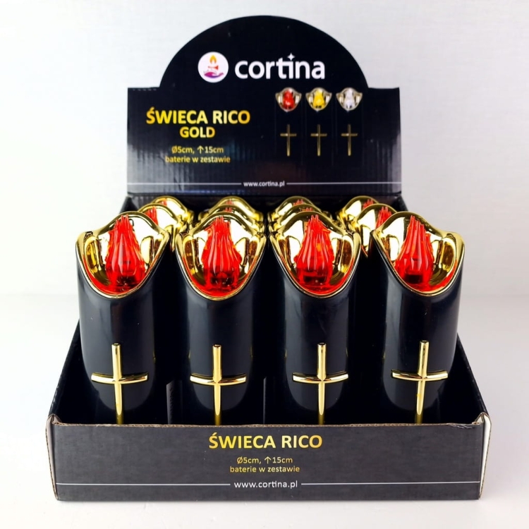 Świeca LED Rico 15 cm – czerwona, na baterie, ekologiczny wkład do zniczy