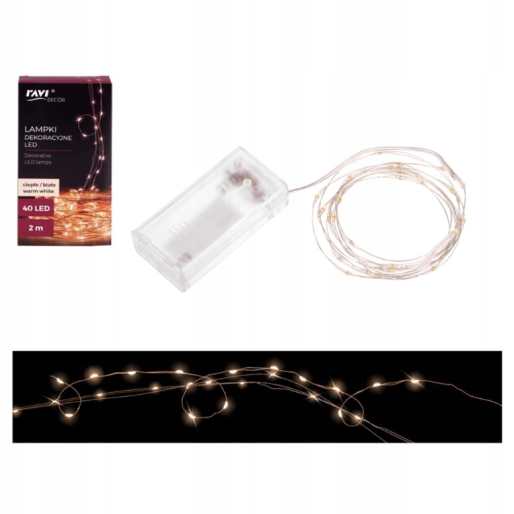 Lampki dekoracyjne 40 LED ciepłe białe 2 m – przytulne oświetlenie