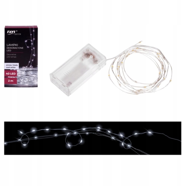 Lampki dekoracyjne 40 LED zimne białe 2 m – nastrojowe oświetlenie