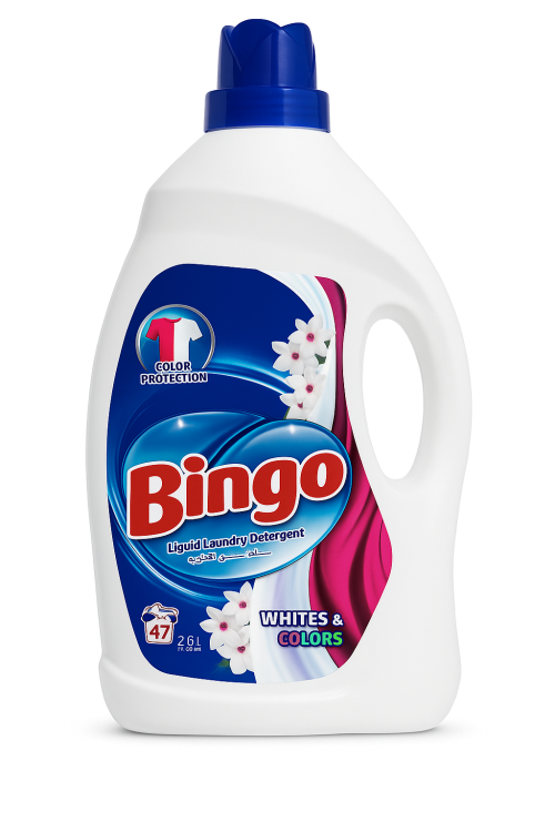 Bingo płyn do prania białych i kolorowych ubrań 2,6L – skuteczny i wydajny 47 prań