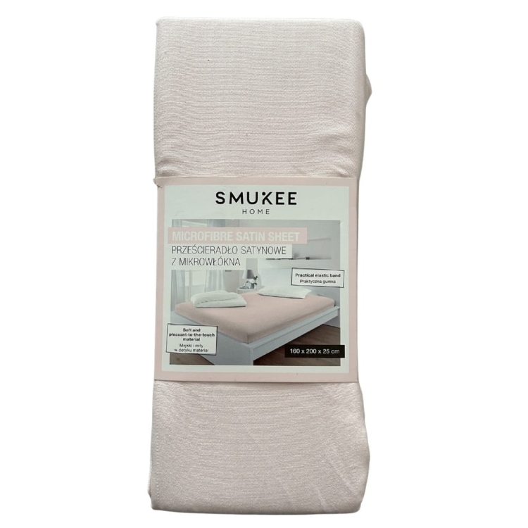 Prześcieradło satynowe Smukee 160x200 z mikrowłókna z gumką