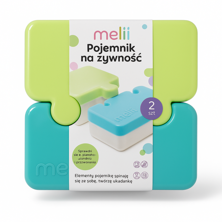 MELII Pojemnik PUZZLE 2x200 ml zielony – lunchbox dla dzieci
