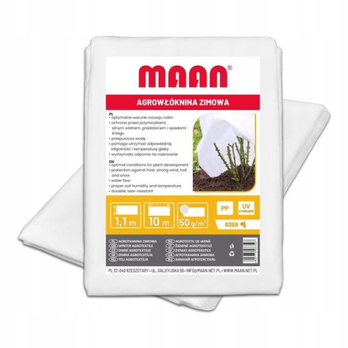 Agrowłóknina 50g zimowa biała 1,1 x 10 m MAAN