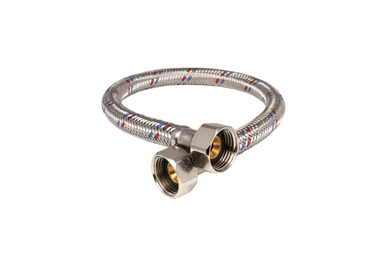 Wąż w oplocie stalowym Hydroland 1/2"x1/2" 60 cm – nakrętno-nakrętny