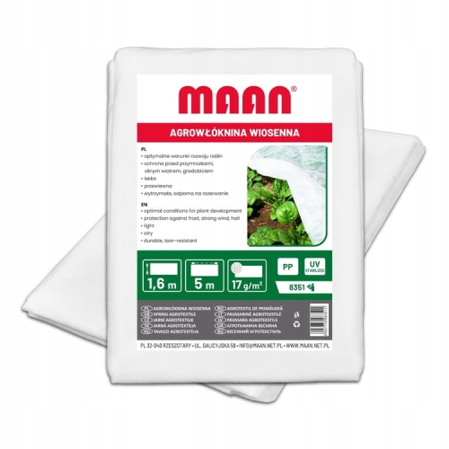 Agrowłóknina okryciowa (zimowa-wiosenna) Maan biały 160 x 500 cm 17 g/m²