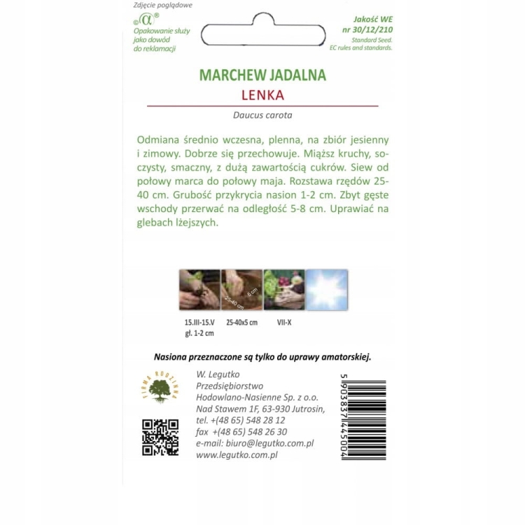 Marchew jadalna Lenka 5 g – średnio wczesna odmiana do przechowywania