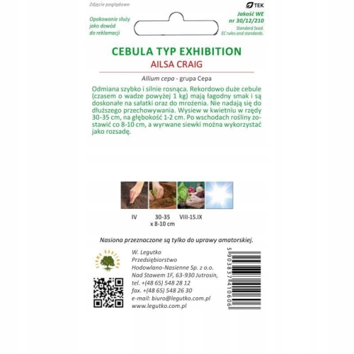 Cebula Ailsa Craig 2 g – odmiana wielkoowocowa o łagodnym smaku