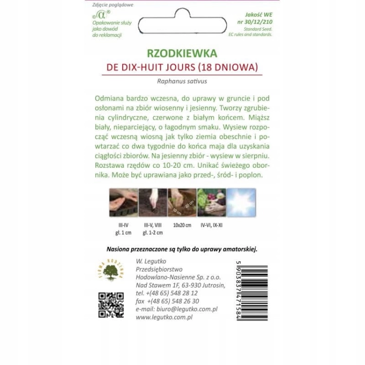 Rzodkiewka De Dix-Huit Jours 7,5 g – bardzo wczesna odmiana W. Legutko