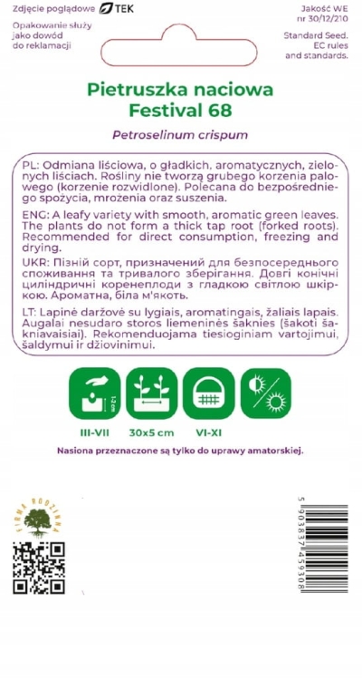 Pietruszka naciowa 5 g – aromatyczna i plenna odmiana liściowa | W. Legutko