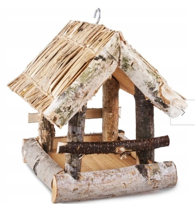 Karmnik dla ptaków 18×18×21 cm – drewniany, do zawieszenia lub postawienia