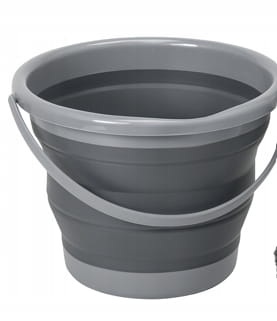 Zestaw Sprzątający z Wiaderkiem Składanym + Szczotką 30 cm – Szary