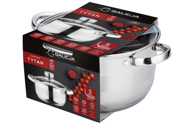 Garnek Galicja Tytan 24 cm 5,8 L – stal nierdzewna z pokrywą