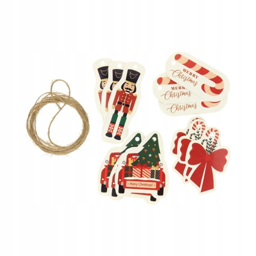 Etykiety Zawieszki do prezentów, mix kształtów, 12 sztuk