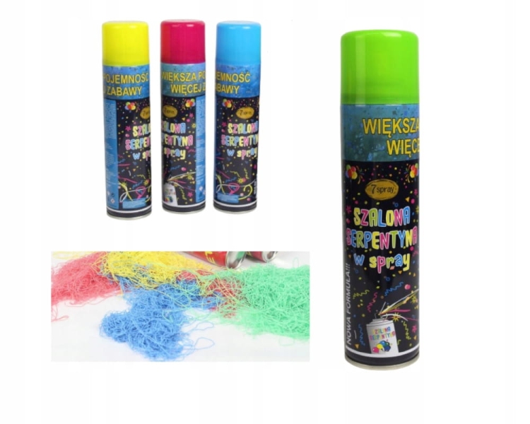 Serpentyna w sprayu 100 g – mix kolorów, karnawał zabawa