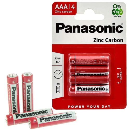 Baterie Panasonic R3 AAA 1.5V – Zinc Carbon, 4 szt. w blistrze