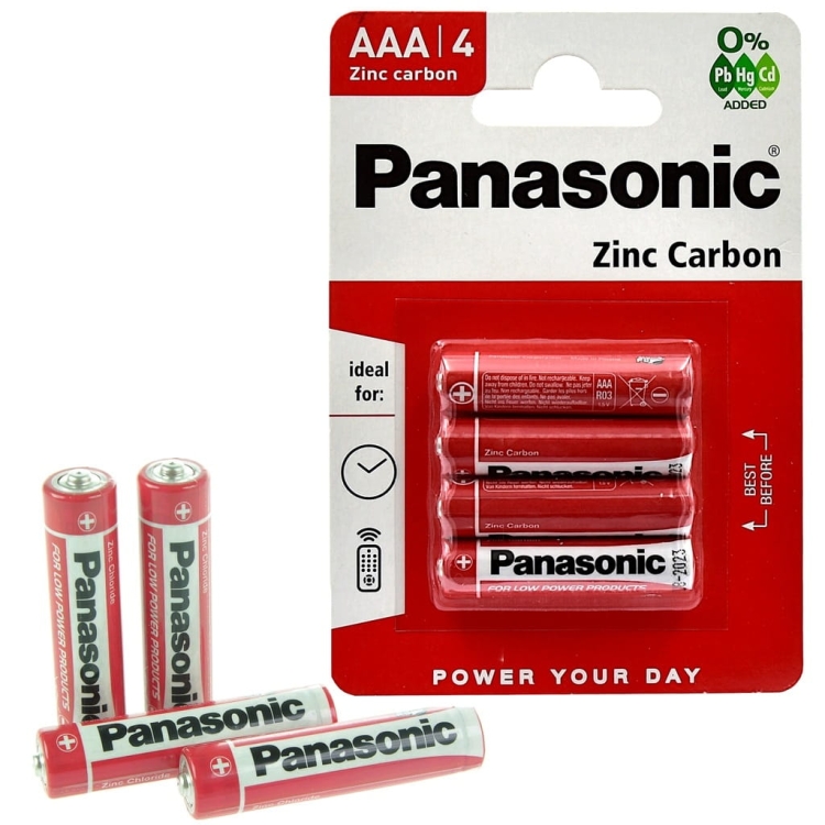 Baterie Panasonic R3 AAA 1.5V – Zinc Carbon, 4 szt. w blistrze