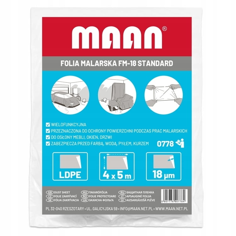 Folia malarska Maan 5 m x 4 m x 18 µm