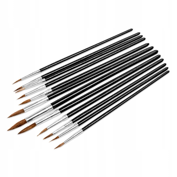 Zestaw 12 pędzli paskowców – precyzyjne do odcinania kolorów i linii