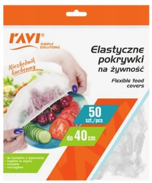 Elastyczne pokrywki do żywności Ravi 50 szt. – wielorazowe pokrywki PE