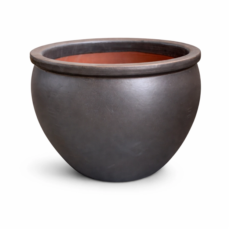 Czarny ceramiczny doniczka na białym tle.png