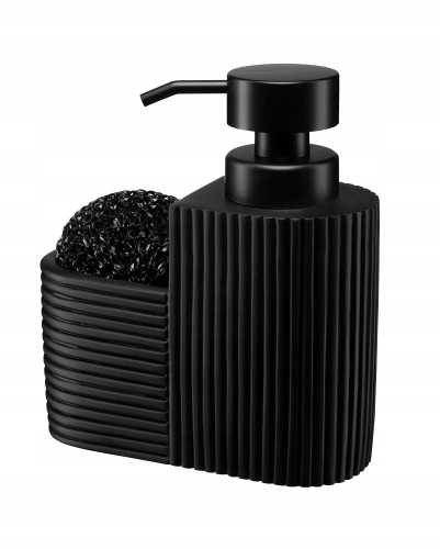 Dozownik-na-plyn-z-organizerem-i-gabka-RIBBON-380ml-czarny