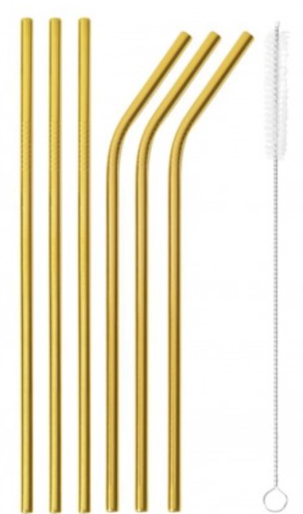 ZESTAW SŁOMEK MAETALOWYCH 6 szt złote