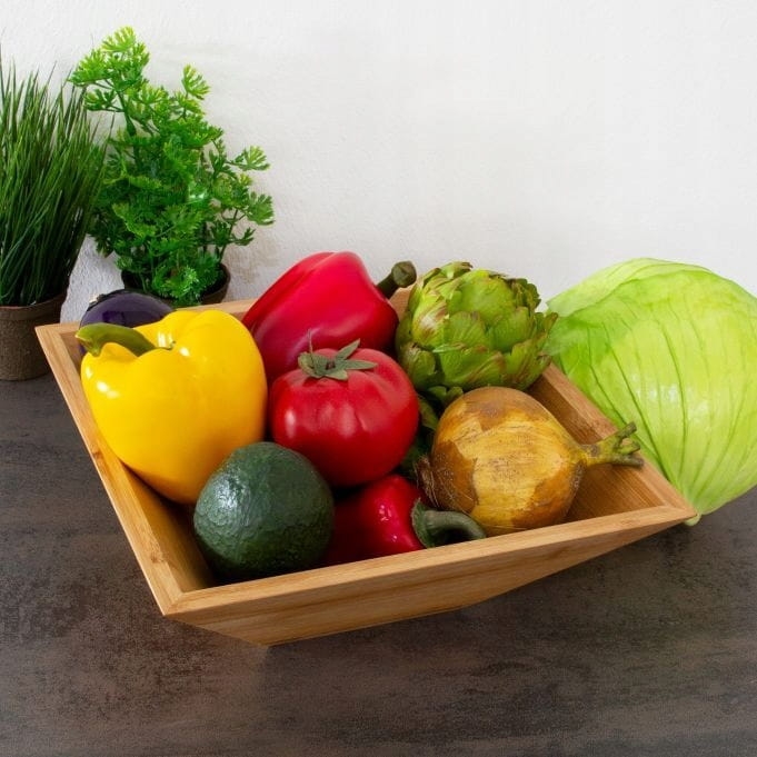 KOSZ MISKA POJEMNIK KOSZYK SKRZYNKA NA OWOCE WARZYWA KUCHENNA BAMBUSOWA.