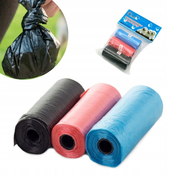 Woreczki na psie odchody, woreczki dla psa 3x15szt kolorowe