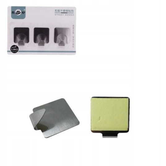 Wieszak samoprzylepny komplet 3 szt. haczyk kuchenny łazienkowy