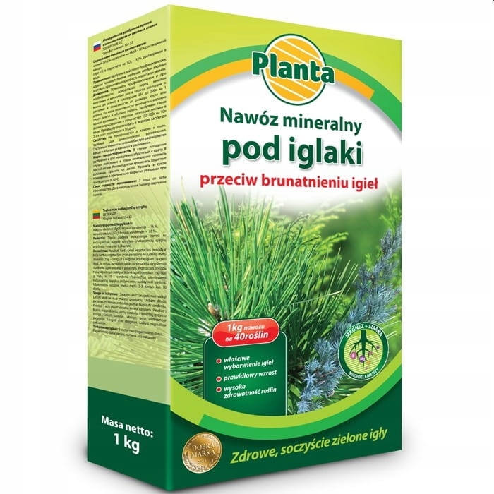 Nawóz przeciw brunatnieniu iglaków siarka, siarczan Planta granulat 1 kg