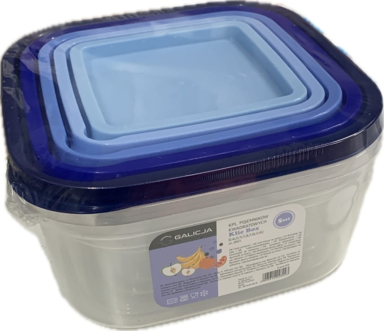 Zestaw 5szt. pojemników plastikowych niebieskie wieka