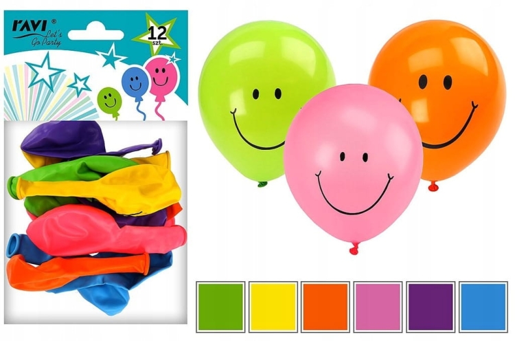 Zestaw balonów Ravi wielokolorowy 25 cm 12 sztuk
