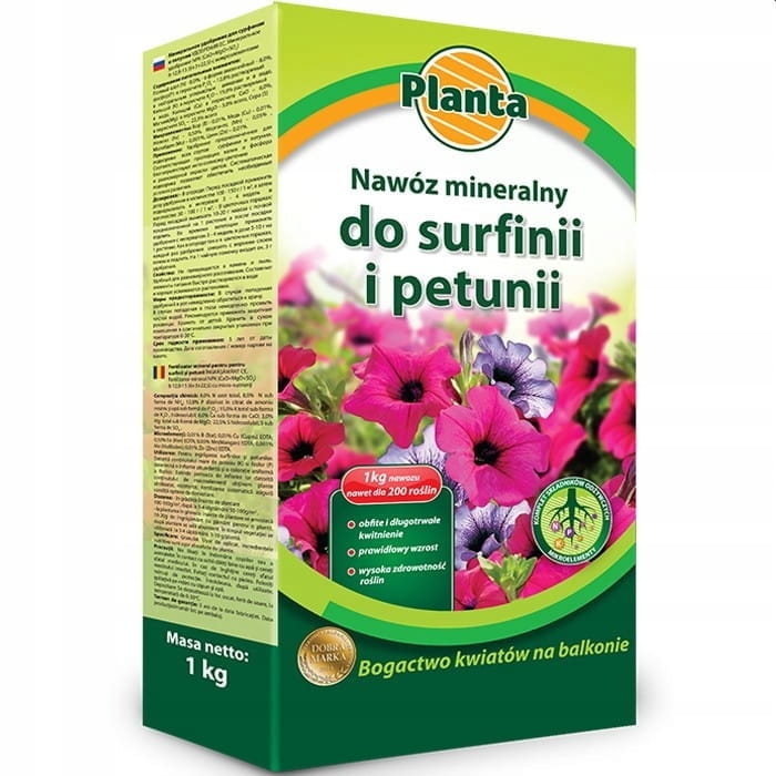 Nawóz do surfinii i petunii wieloskładnikowy Planta granulat 1 kg 1 l